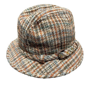 Vintage Wallachs Brown Tan Orange Tweed Plaid Bucket Hat RARE Size 7-1/8 EUC